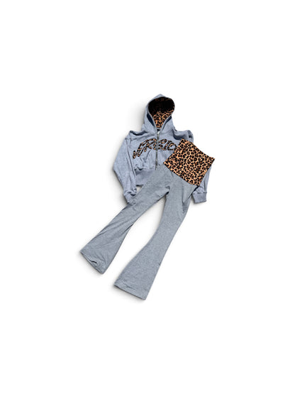 NEW VERSION WMNS CHEETAH PRINT ZIP-UP SET